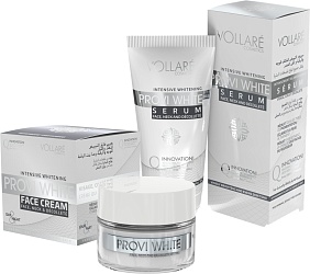 Vollare №3 Provi White набор отбеливающий ночной и дневной крем для лица, отбеливающая сыворотка для лица, шеи, декольте