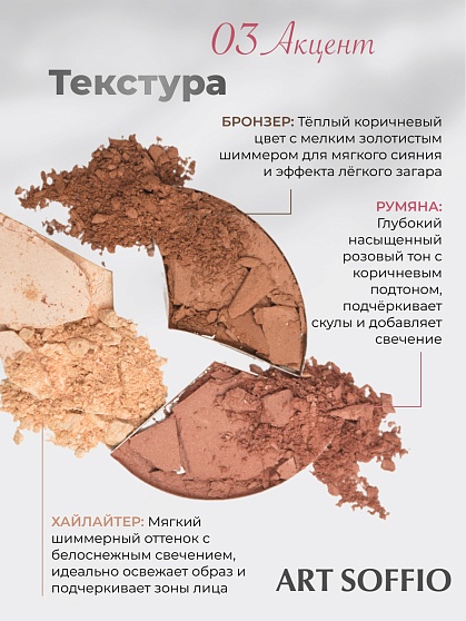 TOP PALETTE ART SOFFIO Палетка для контурирования лица Тон 03 Акцент