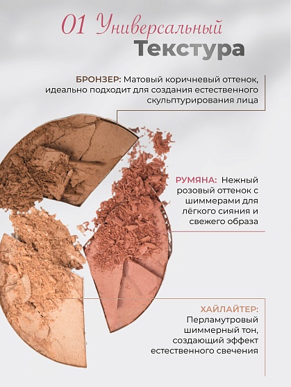 TOP PALETTE ART SOFFIO Палетка для контурирования лица Тон 01 Универсальная