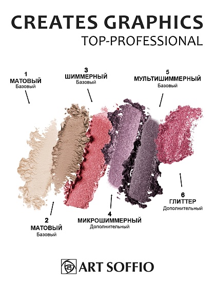 Палетка теней для глаз Art Soffio Creates Graphics - 06 Роза Камелия